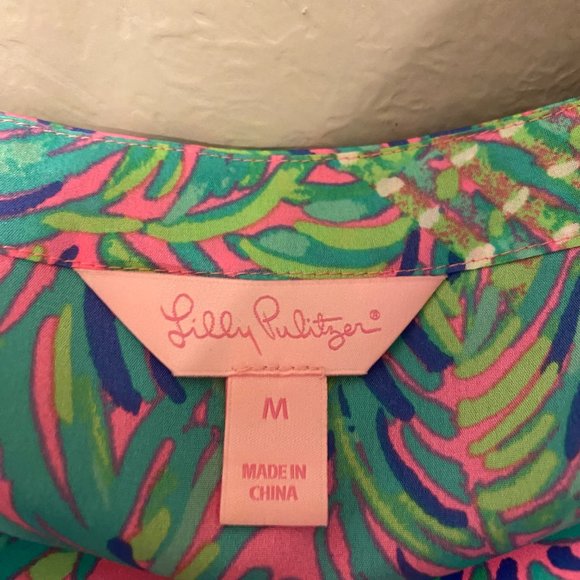 Lilly Pulitzer Pink Sunset Coco Breeze  Adair Silk Top - Picture 4 of 5